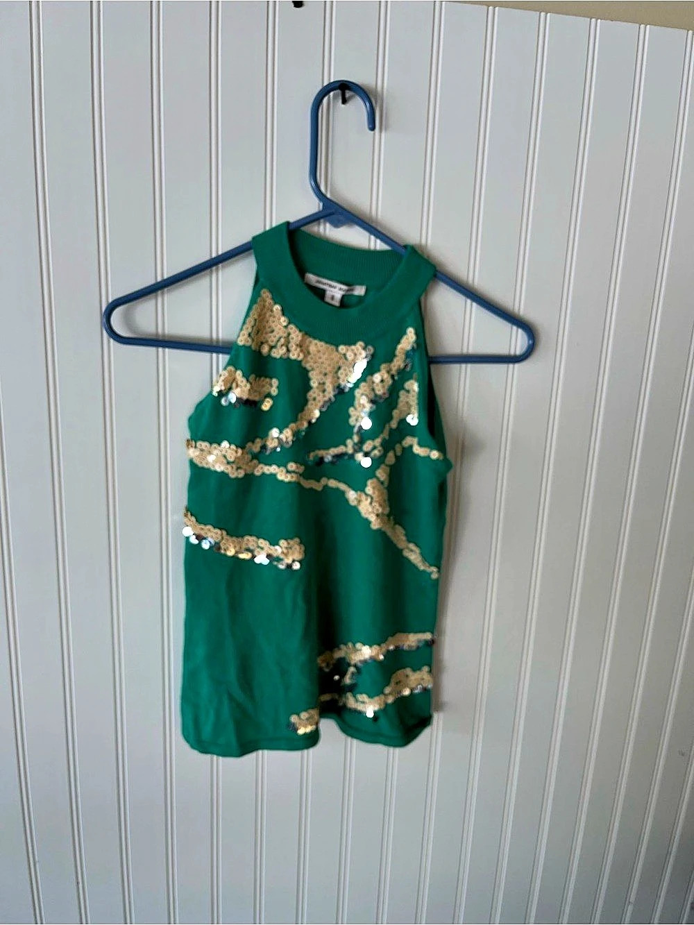 Jonathan Martin Sequin Embellished Green Tank Size Small Like New
